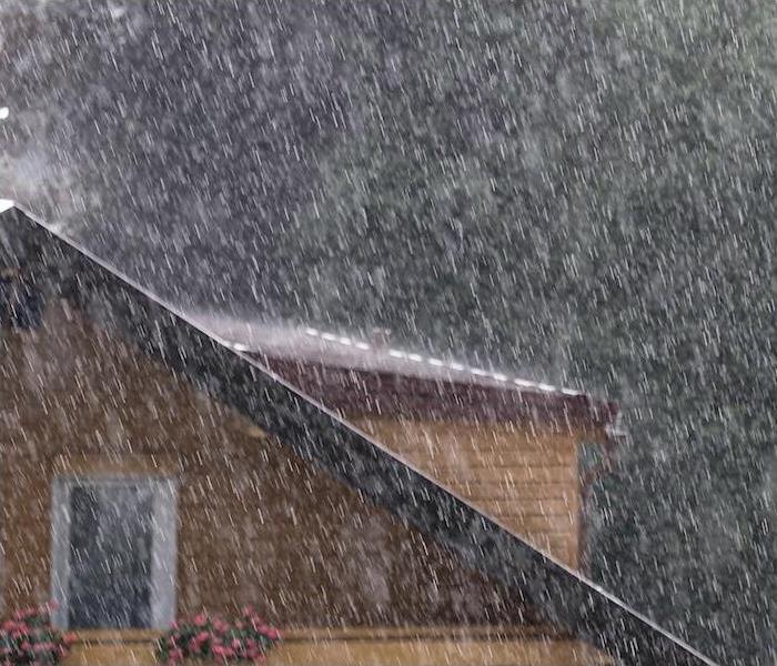 Rainfall outside a local home